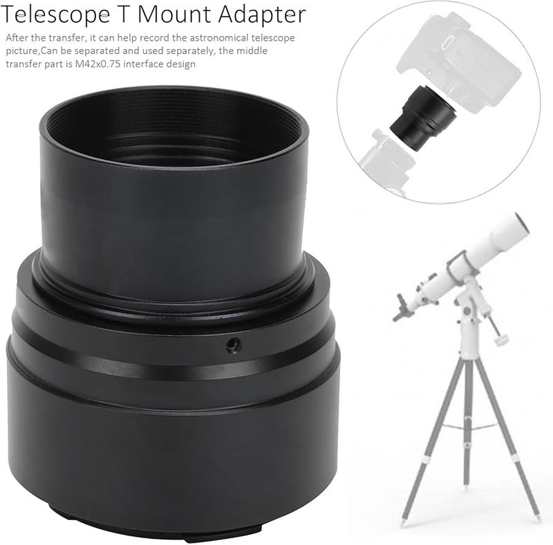 Universal 2 Inch Telescope Camera Adapter Kit Durable Aluminum Alloy Mount Converter Black - Image 2